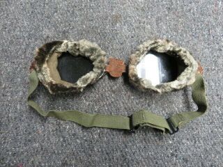 KOREAN WAR US ARMY MOUNTAIN TROOPS SKI GOGGLES W/ 1951 DATED POUCH & SPARE LENSE 3