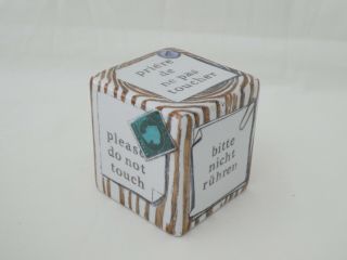 Mid Century Fornasetti Cube Paperweight Please Do Not Touch