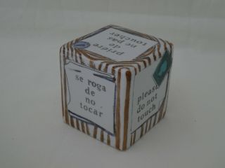 Mid Century FORNASETTI Cube Paperweight PLEASE DO NOT TOUCH 2