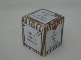 Mid Century FORNASETTI Cube Paperweight PLEASE DO NOT TOUCH 3