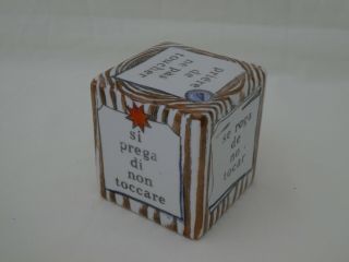 Mid Century FORNASETTI Cube Paperweight PLEASE DO NOT TOUCH 4