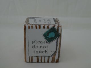 Mid Century FORNASETTI Cube Paperweight PLEASE DO NOT TOUCH 7