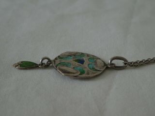 Antique Art Nouveau JAMES FENTON Silver & Enamel Pendant Necklace 6