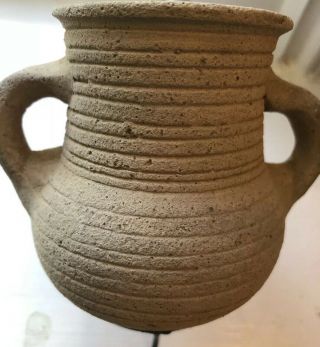Ancient Roman Ringed Terracotta Two Handled Storage Vessel Circa 300 - 500 Ad