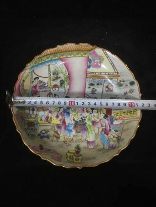 Chinese Old Marked Famille Rose Characters Story Pattern Gilt Porcelain Plate 2