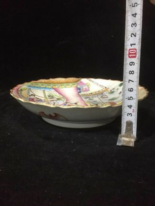 Chinese Old Marked Famille Rose Characters Story Pattern Gilt Porcelain Plate 3