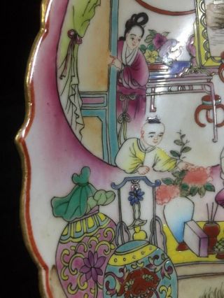 Chinese Old Marked Famille Rose Characters Story Pattern Gilt Porcelain Plate 6