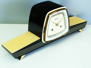 A DREAM IN BLACK LATER ART DECO HERMLE CHIMING MANTEL CLOCK FROM 50´S 3