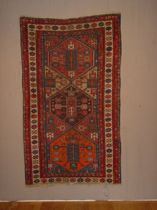 Wonderful Antique Dated Gendje Caucasian Rug Hg