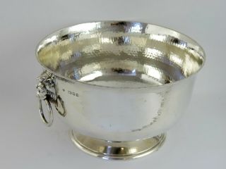 Large 20cm Silver Rose Punch Bowl,  London 1930 Arts & Crafts Spot Hammered 685g
