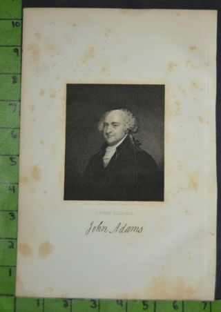 Antique 1834 Engraving Of Founding Father President John Adams