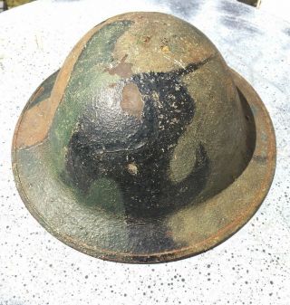 Wwi Period Us Army Aef Doughboy P17 Helmet Shell Camo Painted Camouflage Za48