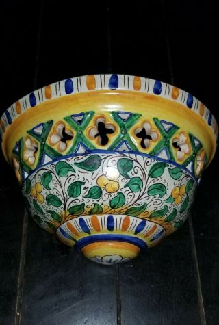 Vintage One Of A Kind Sicilian Taormina Wall Pocket Planter/sconce,  11 "