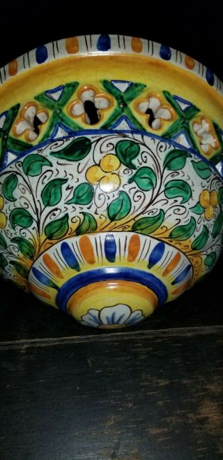 Vintage One of a Kind Sicilian Taormina Wall Pocket Planter/Sconce,  11 