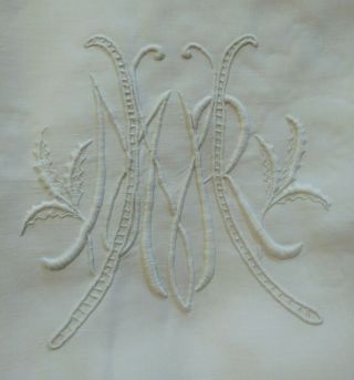 Gorgeous Finely Done Italian Needle Lace / Embroidered Linen Sheet 124 " X 70 "