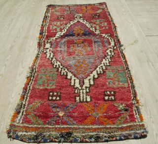 Antique Turkish Shabby Wool Carpet 30 " X 63 " Home Decor Handmade Area Rug Kilim
