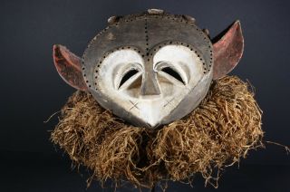 African Ekuk Janus Mask With 2 Faces - Kwele - Gabon,  Tribal Art,  African Art