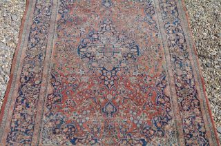 Antique Royal Persian Rug 6.  3ft Floral Rose Decorated Aged c.  1900 ' s Rustic Chic 2