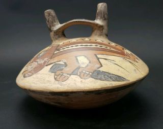Pre Columbian Or Later Nazca Polychrome Double Spout Vessel
