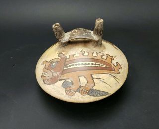 Pre Columbian or Later Nazca Polychrome Double Spout Vessel 2