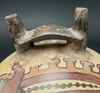 Pre Columbian or Later Nazca Polychrome Double Spout Vessel 4