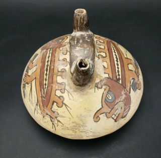 Pre Columbian or Later Nazca Polychrome Double Spout Vessel 5