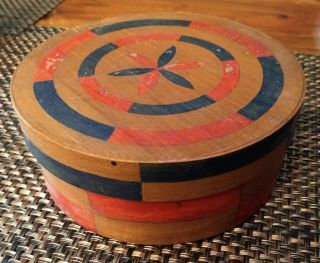 Antq/Vtg Hand Stencil Painted Shaker Style Wooden Pantry Box,  5 3/4 