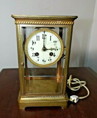 Antique French Crystal Regulator Clock Warren Telechron Early Conversion