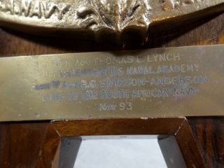 Thomas C Lynch USN US Navy Admiral South Africa Navy Plaque 3