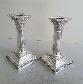 QUALITY PAIR VICTORIAN ANT.  SOLID SILVER CANDLESTICKS.  HT.  15.  7CMS.  LON.  1895. 3