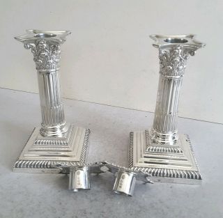 QUALITY PAIR VICTORIAN ANT.  SOLID SILVER CANDLESTICKS.  HT.  15.  7CMS.  LON.  1895. 6