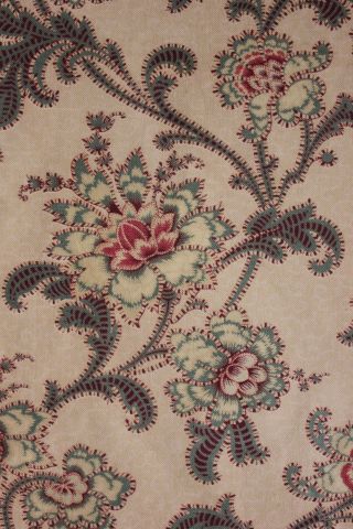 French Antique Fabric Belle Epoque Printed Cotton Colorful Twill Upholstery