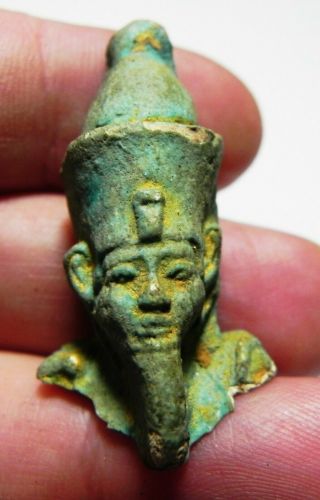 Zurqieh - As12681 - Ancient Egypt.  Osiris Faience Head,  Fragment.  600 - 300 B.  C