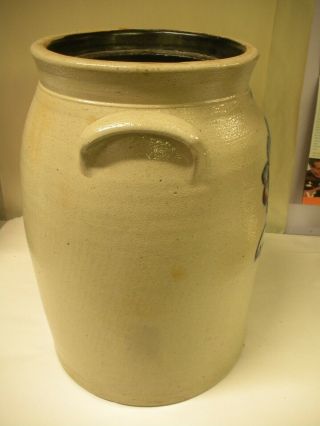 Antique Glazed Saltware Stoneware 4 Gallon Crock Churn John Burger Rochester NY 7