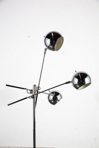 Mid century Modern Floor Lamp Chrome Orbiter Sonneman 3 Light Lightolier Arm Mcm 2