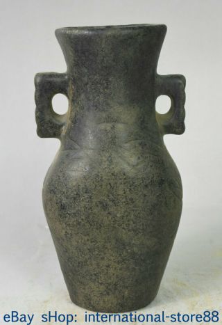8.  4 " China Hongshan Culture Old Jade Dynasty Carving Oracle Tank Jug Jar S47