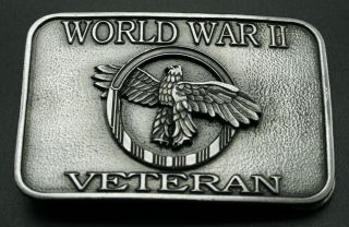 Wwii Veteran Belt Buckle Pewter Siskiyou Belt Co 1992 World War Ii 2