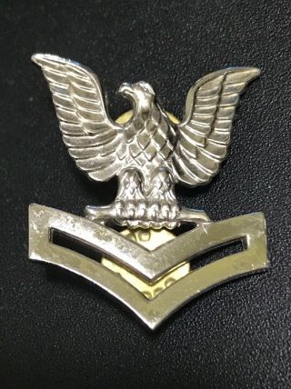 Us Navy Usn 2nd Class Petty Officer Lapel Hat Rank Pin 1990’s Issue