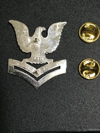 US NAVY USN 2nd Class Petty Officer Lapel Hat Rank Pin 1990’s Issue 2