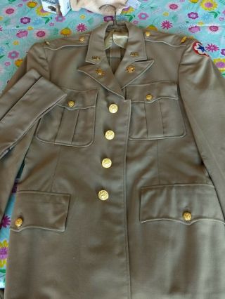 Us Army Ww2 Vintage Officer Jacket Dress Coat Khaki Gold Buttons Size 38r