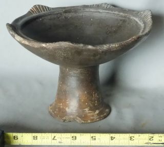 Ancient Tarahumara Redware Footed Compote Pottery Pre - Columbian Scalloped 1200ad