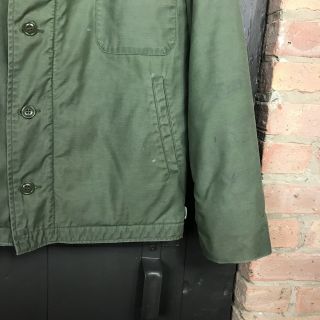Vintage 80s USN A - 1 Green Deck Utility Jacket Coat Sz Large 2