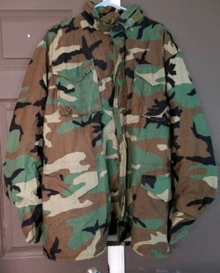Us Military Cold Weather M65 Field Jacket Woodland 8415 - 01 - 099 - 7834 Large Long