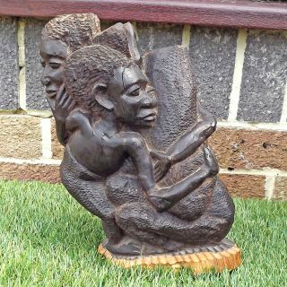Old Makonde Carved Ebony Tree Of Life - Vintage African Wood Carving Tanzania
