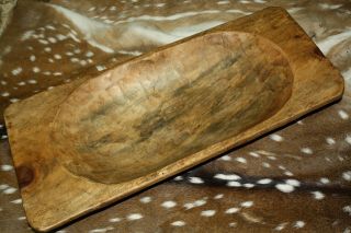 Carved Wooden Dough Bowl Primitive Wood Tray Trencher Rustic Home Decor 26 Inch