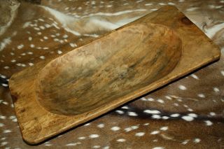 Carved Wooden Dough Bowl Primitive Wood tray Trencher Rustic Home Decor 26 inch 2