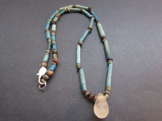 Nile Ancient Egyptian Rock Crystal Amulet Mummy Bead Necklace Ca 600 Bc