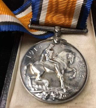 Wwi British Army 1914 - 1918 War Service Medal King George Silver W Box