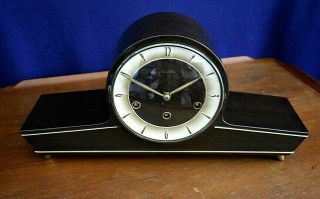 Vintage Mid Century Art Deco Style Mauthe Chiming Mantle Clock