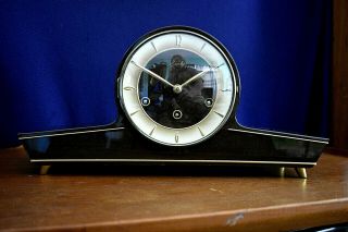 Vintage Mid Century Art Deco Style Mauthe Chiming Mantle Clock 2